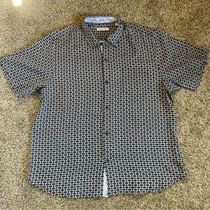 Tommy Bahama Black and White Geometric Shirt | Size XXL